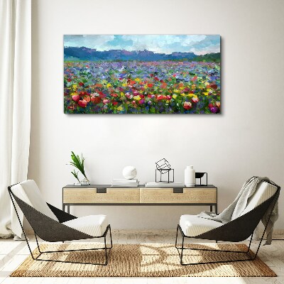 Floral landscape in pastel colors Canvas print