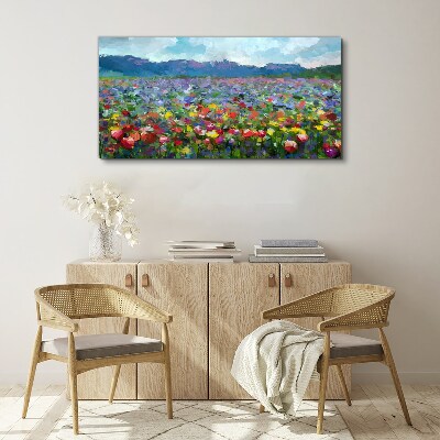Floral landscape in pastel colors Canvas print