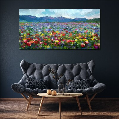 Floral landscape in pastel colors Canvas print