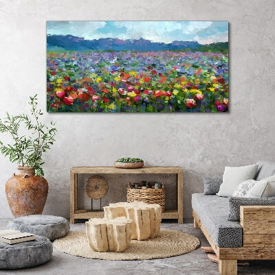 Floral landscape in pastel colors Canvas print