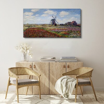 Landscape with a windmill Canvas print
