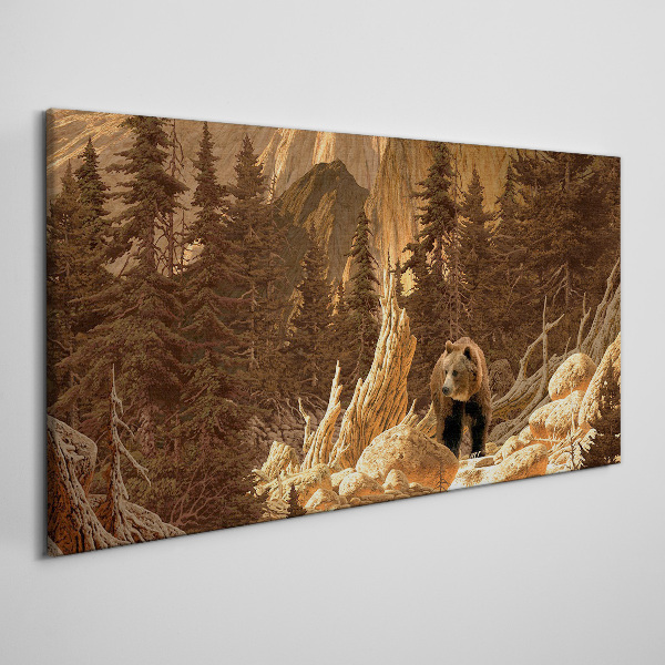 Grizzly in a mountain landscape Canvas Wall art