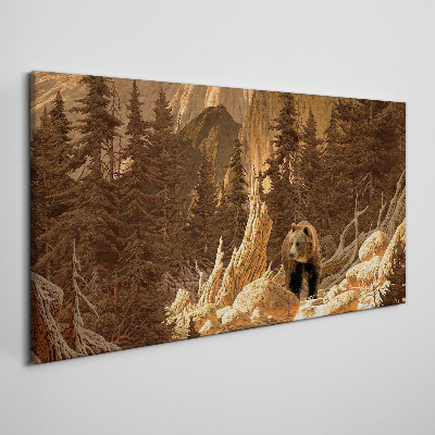 Grizzly in a mountain landscape Canvas Wall art