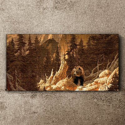 Grizzly in a mountain landscape Canvas Wall art