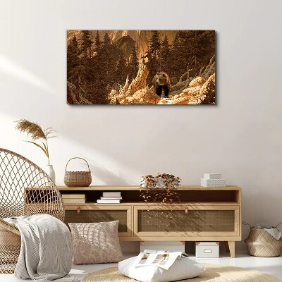 Grizzly in a mountain landscape Canvas Wall art