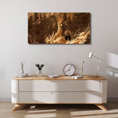 Grizzly in a mountain landscape Canvas Wall art