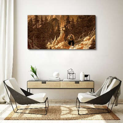 Grizzly in a mountain landscape Canvas Wall art