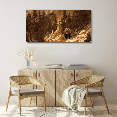 Grizzly in a mountain landscape Canvas Wall art