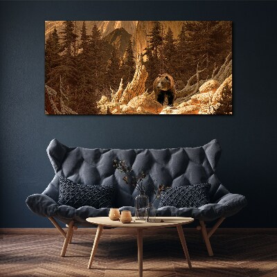 Grizzly in a mountain landscape Canvas Wall art