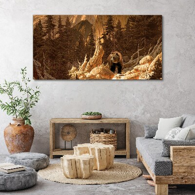 Grizzly in a mountain landscape Canvas Wall art