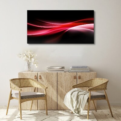 Dynamic waves of red and black Canvas print