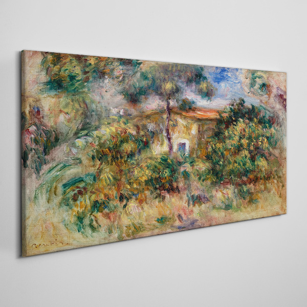 Green landscape with a house Canvas print