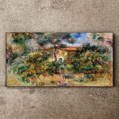 Green landscape with a house Canvas print
