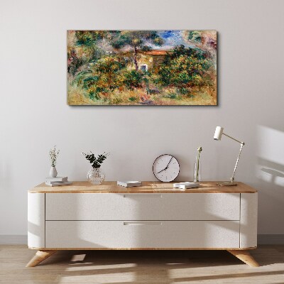 Green landscape with a house Canvas print