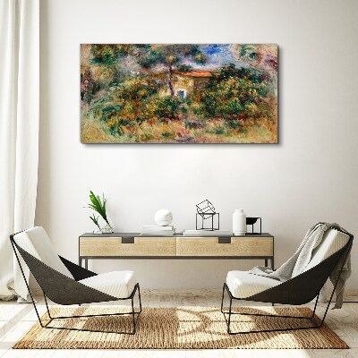 Green landscape with a house Canvas print