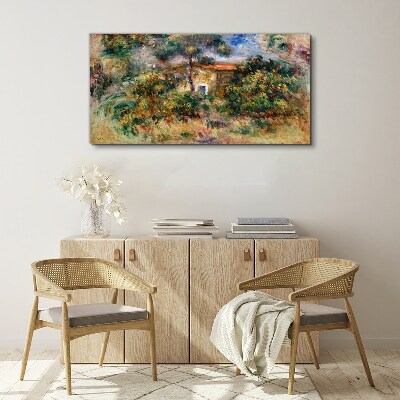 Green landscape with a house Canvas print