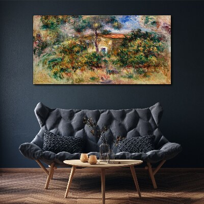 Green landscape with a house Canvas print