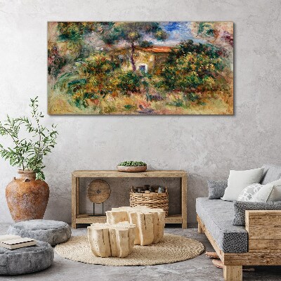 Green landscape with a house Canvas print