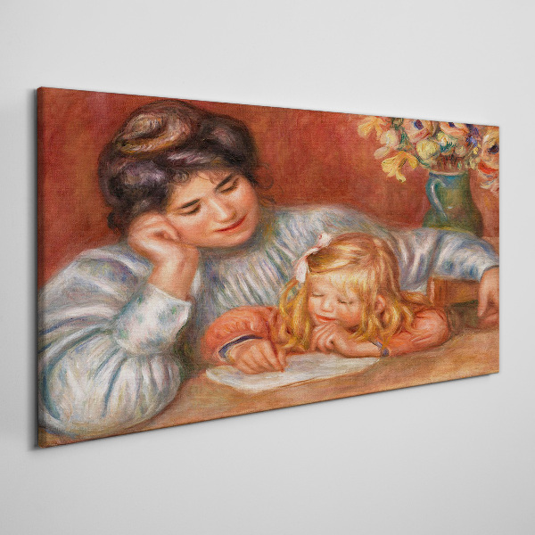 Mother with child at the table Canvas print