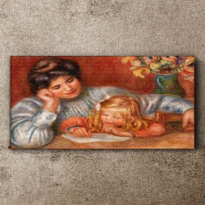 Mother with child at the table Canvas print