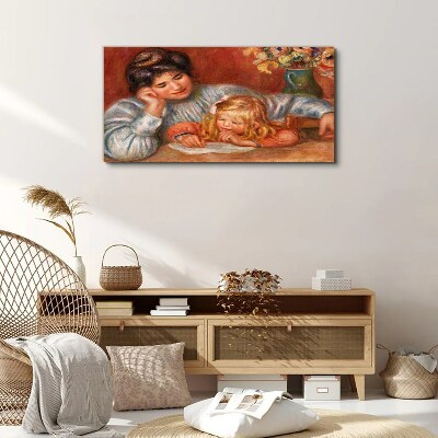 Mother with child at the table Canvas print