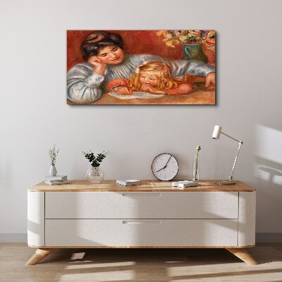 Mother with child at the table Canvas print