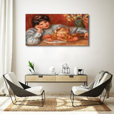 Mother with child at the table Canvas print