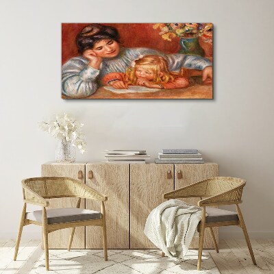 Mother with child at the table Canvas print