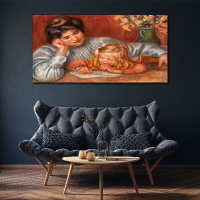 Mother with child at the table Canvas print