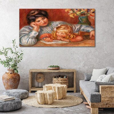 Mother with child at the table Canvas print