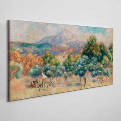Landscape with trees and a cottage Canvas print