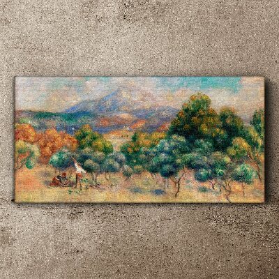 Landscape with trees and a cottage Canvas print