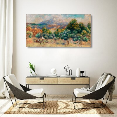 Landscape with trees and a cottage Canvas print