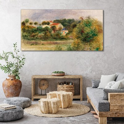Forest houses sky Canvas print