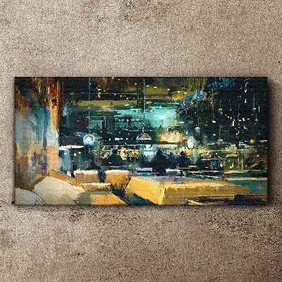 Night atmosphere in the cafe Canvas print