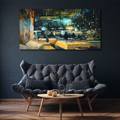 Night atmosphere in the cafe Canvas print