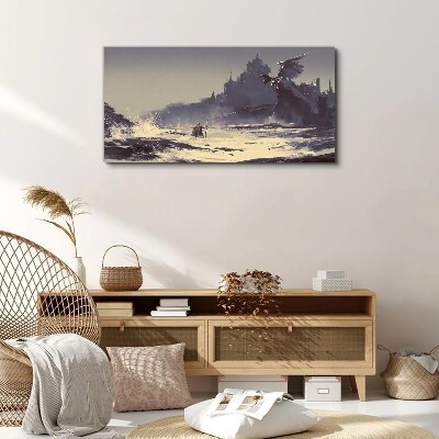 A mystical land among the waves Canvas print