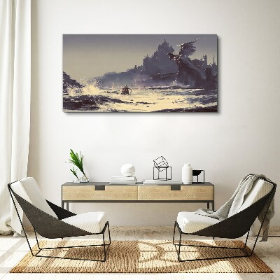 A mystical land among the waves Canvas print