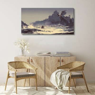 A mystical land among the waves Canvas print