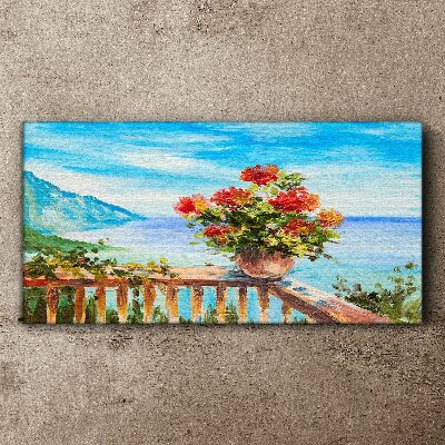Flowers sea sky Canvas print