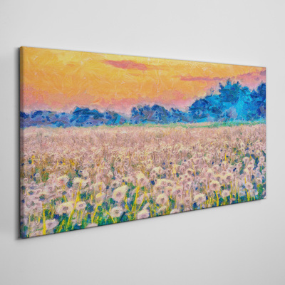 Dandelions meadow sunset Canvas print