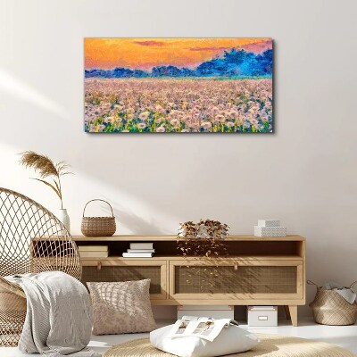 Flower landscape at sunset Canvas print