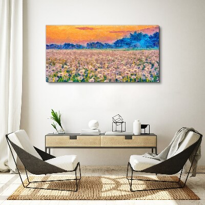 Flower landscape at sunset Canvas print