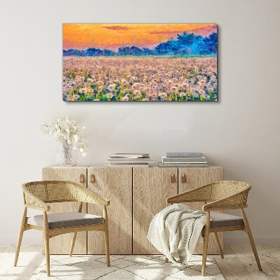 Flower landscape at sunset Canvas print