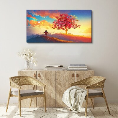 Tree hill sunset Canvas print