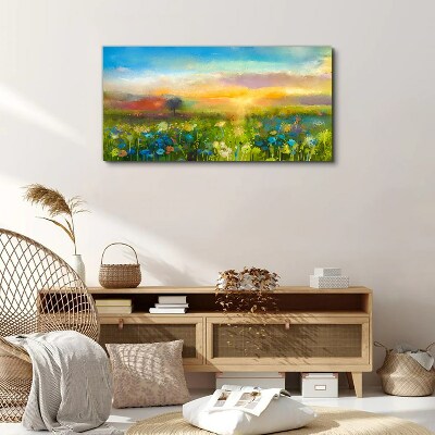 Flower landscape in the morning Canvas print