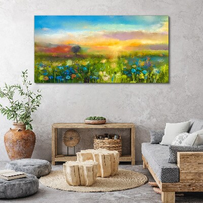 Flower landscape in the morning Canvas print
