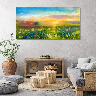 Flowers sunset Canvas print