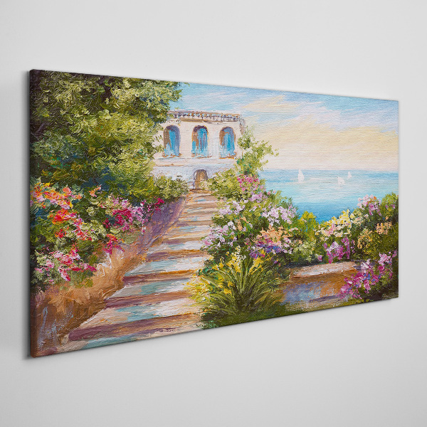 A walk among the flowers by the sea Canvas print