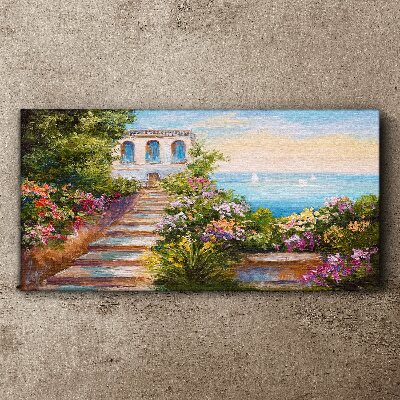 A walk among the flowers by the sea Canvas print